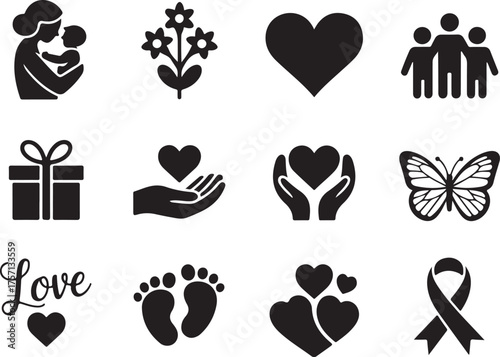 Cherish moments love family care symbols collection