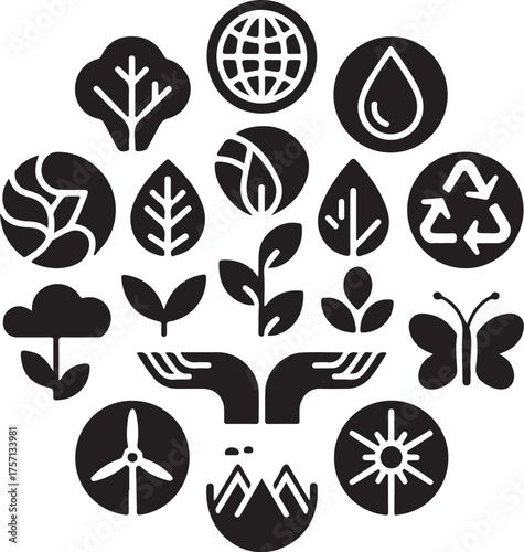 Protect nature icons circle