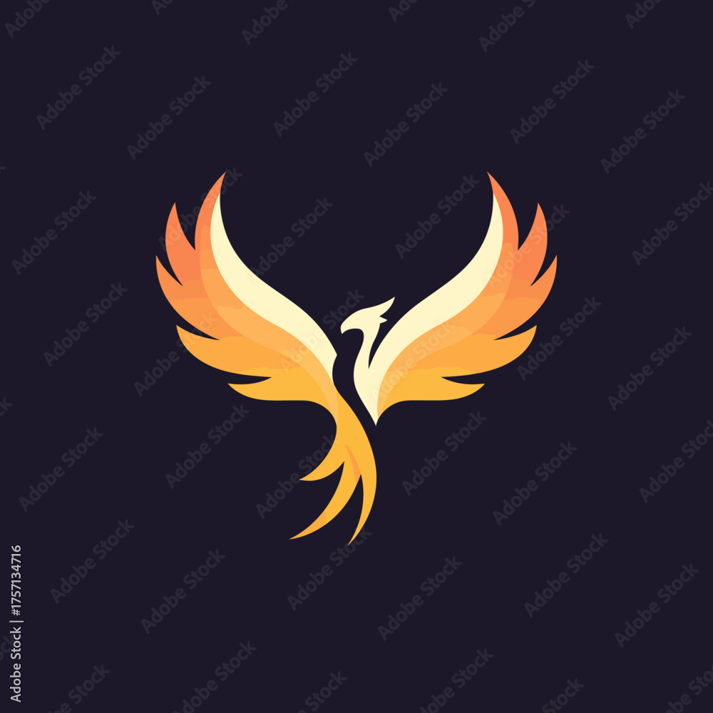Obraz premium Abstract phoenix bird logo design in gradient colors on dark background
