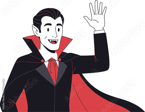 Vector art of cartoon vampire waving hello