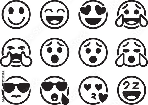 Expressive emoji faces conveying emotions, fun, and reactions