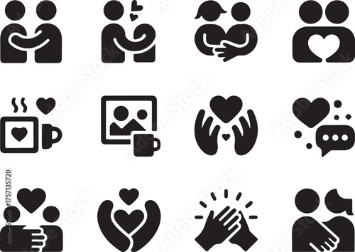 Embrace love and connection with heartwarming icons