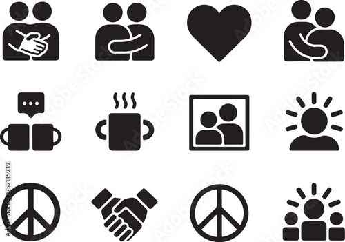 Unity symbols friendship, love, and community icons