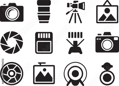 Creative photography icons for modern design projects