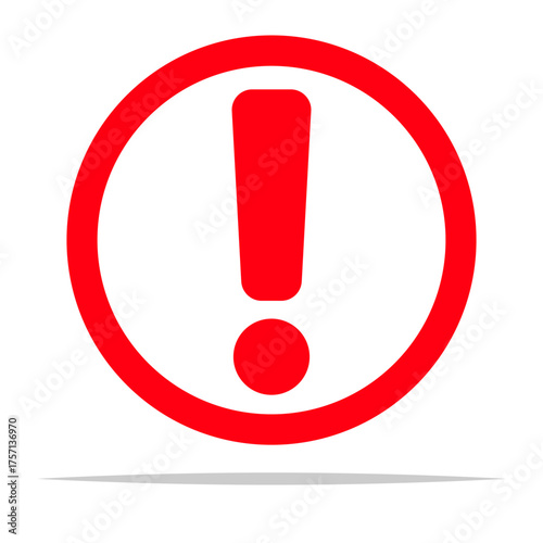 Red round exclamation symbol transparent vector isolated