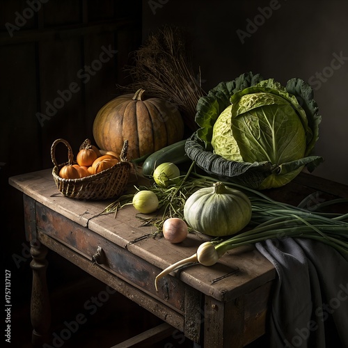 still life with pumpkin