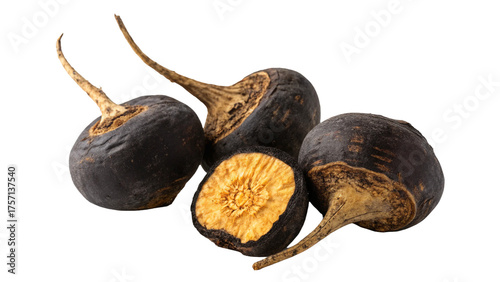 Healthy super food black maca isolated on transparent background