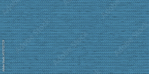 Blue knitting wear textile background. Seamless knit texture. Knitted clothes fabric surface pattern. Knitwear material backdrop.