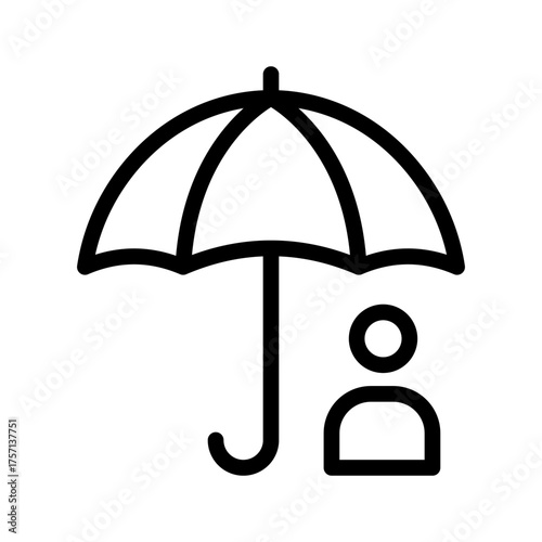 Umbrella icon with one person