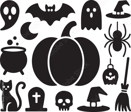 Spooky Halloween icons for festive celebrations