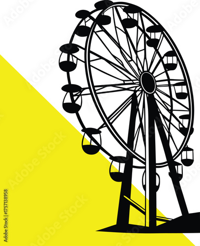 Black and white ferris wheel design minimalist graphic striking silhouette