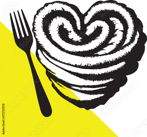 A stack of pancakes with a fork a delightful breakfast silhouette