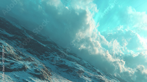 Stunning Arctic landscape showcasing snow-covered terrain under a bright sky