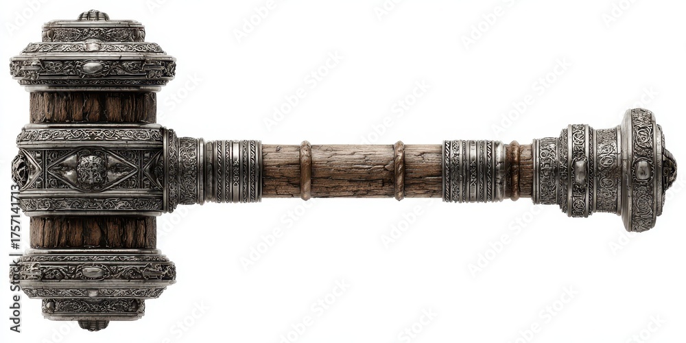 Fototapeta premium Celtic Hammer. Isolated Ancient Combat Tool for Viking Warriors