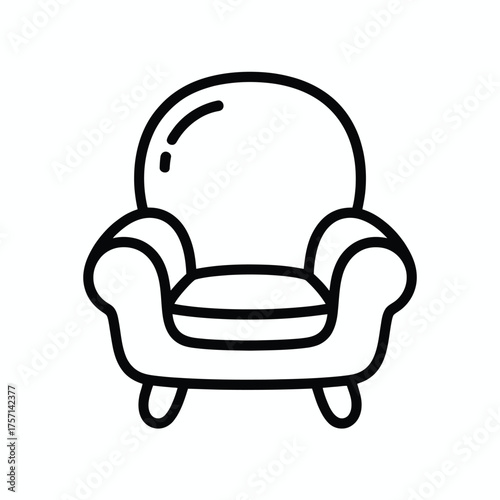Simple line art armchair vector illustration scalable eps icon for furniture design and decor elements silhouette White background