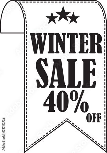 Winter Sale Banner line art Icon. Winter sale vector poster design with sale text. Vector illustration. Hanging tag for design of flyers with discount offers and special seasonal retail promotion.