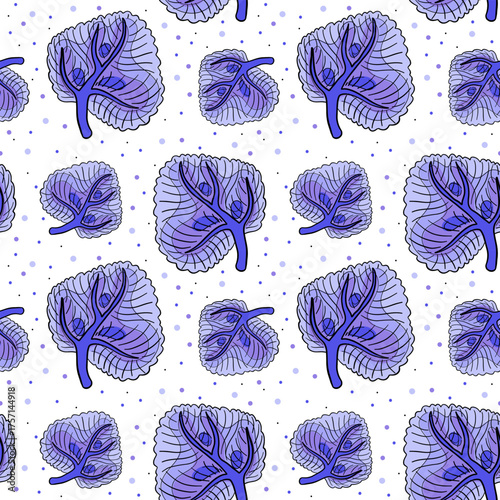 pattern of subergorgia hicksoni purple in flat style with an outline. Watery, underwater texture textiles, wallpaper, packaging, or surface design. Bright texture. Inspired by nature, bright, modern.