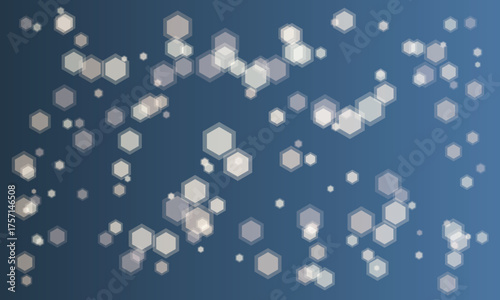 Hexagonal Bokeh Lights On A Blue Gradient Background