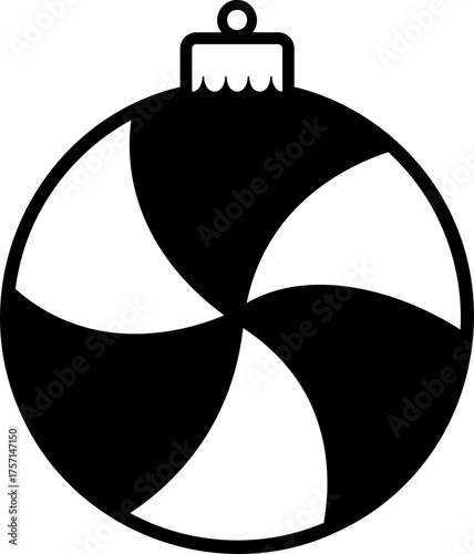 Spiral Candy Christmas Ornament outline Vector isolated.
Christmas Ornament Silhouette template.
Transparent background.