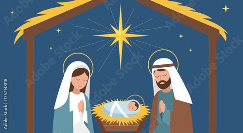 Nativity scene christmas jesus mary joseph manger star religious holiday faith hope