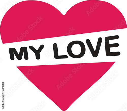 Romantic Heart with 'MY LOVE' Inscription