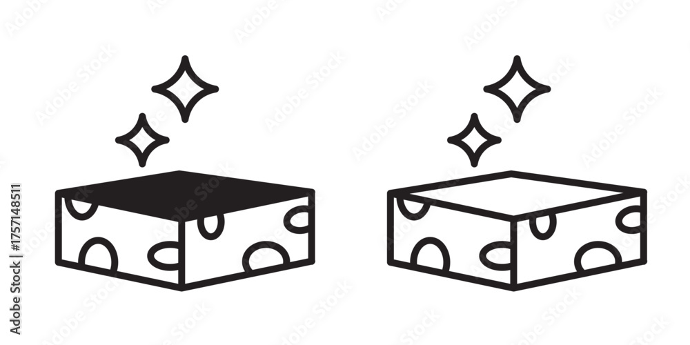 Naklejka premium Set of sponge icons in outline and solid style isolated on transparent background. Cleaning tools symbols. Linear design with editable stroke for housework or hygiene themes.