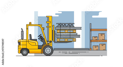 Forklift Operation in Warehouse Loading and Unloading Materials for Efficient Storage and Logistics
