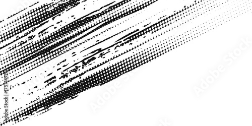 Tire tracks background for rally, drift, motocross, off-road and other auto and motorsport. Black tire marks on a white background with a worn effect and splashes of dirt..