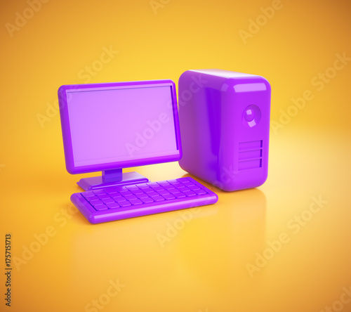 Modern purple computer setu...