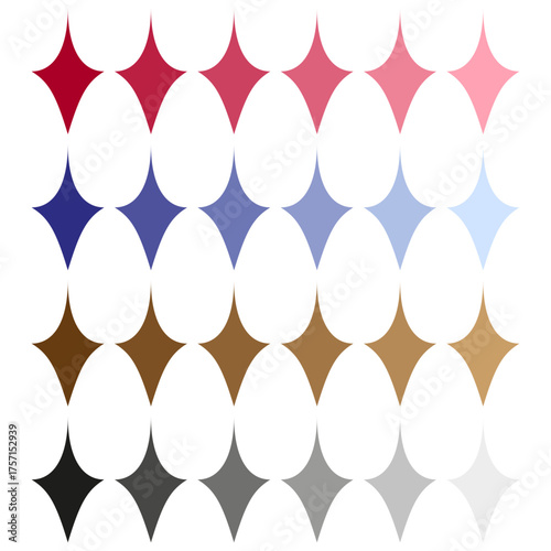 Geometric diamond shapes. Flat color palette. Gemstone vector elements. Colorful rhombus illustration.