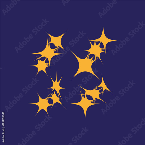Abstract star burst. Sparkling light effect. Vector decorative elements. Bold black background.