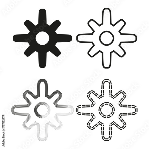 Gear wheels icon. Mechanical parts symbols. Industrial Vector elements. Technology engineering illustration.