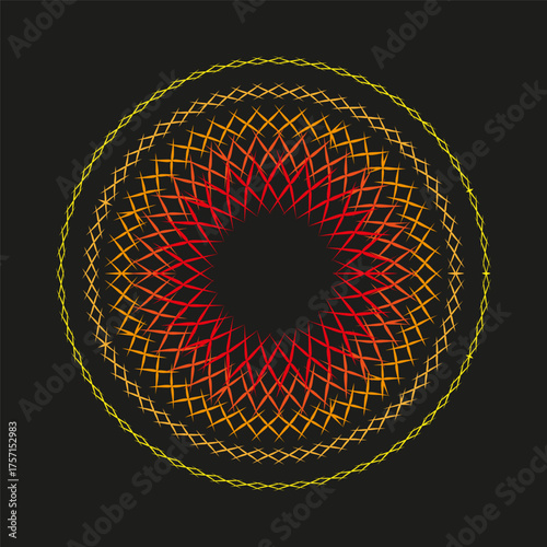 Abstract geometric stars. Spiky line motif. Monochrome decorative element. Vector art illustration.