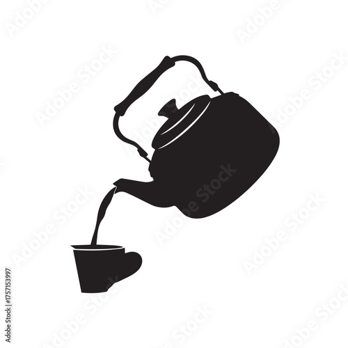 Dripping coffee moka pot in silhouette imzge.