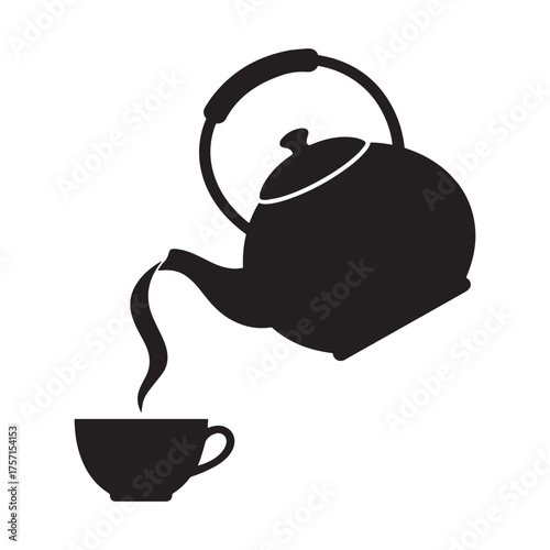 cup of tea silhouette on white background.