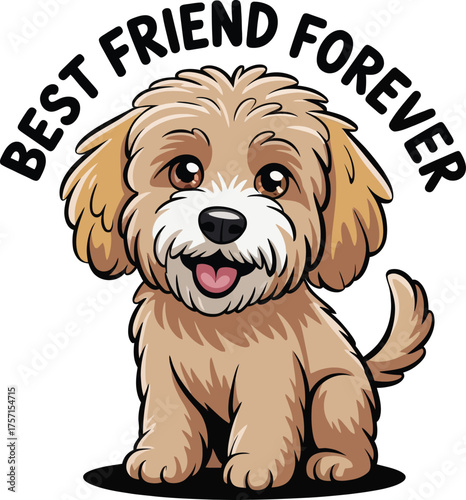 Cute cartoon a illustrator vector Labradoodle