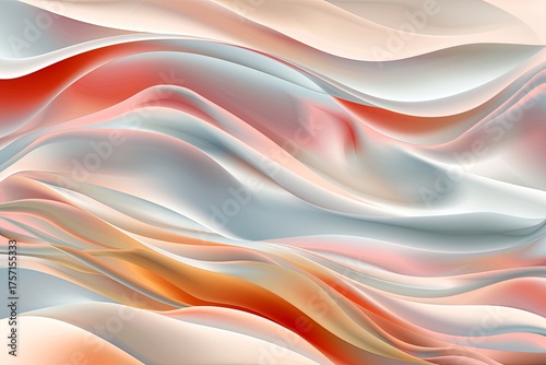 Abstract flowing waves create a calm and fluid digital art background. Serene colors and shapes evoke tranquility and creativity.