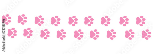 Pet paw icon set. Heart with dog, cat pet footprint. Paw print sign and symbolvector illustration.	
