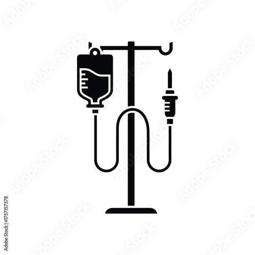 Silhouette of IV drip, representing intravenous therapy, medication administration, and medical treatment in healthcare