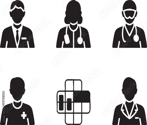 Medical professionals and healthcare symbol icons medical icon