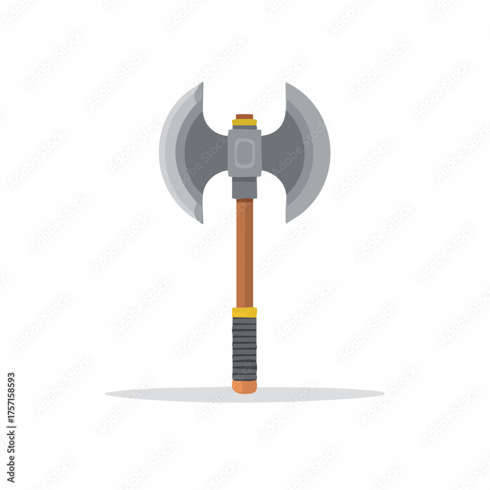 Fototapeta premium Double Bladed Battle Axe Medieval Warfare Weapon Illustration Fighting Tool