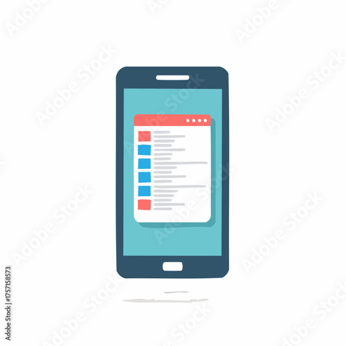 Mobile phone screen displaying a list of items with icons and text for app interface or data management