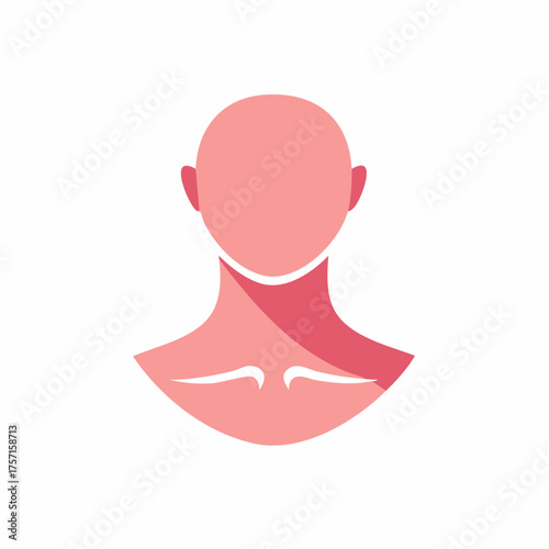 Abstract faceless portrait with rounded head and shoulders in soft pink tones minimal design