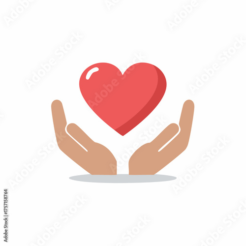 Hands holding heart offering love care and support sharing affection with care concept