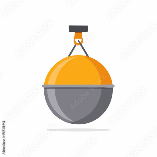 Floating yellow and grey sea buoy vector icon. Marine safety and navigation symbol illustration.