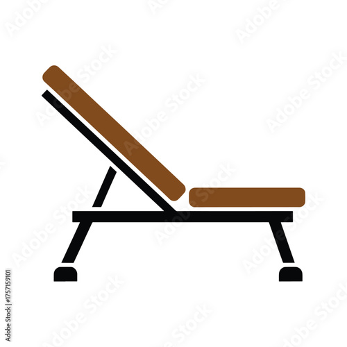 Adjustable weight bench with brown padding and black frame exercise fitness