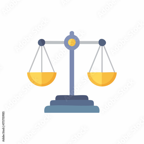 Scales of Justice Flat Icon Illustration, Law and Equality, Balance Symbol