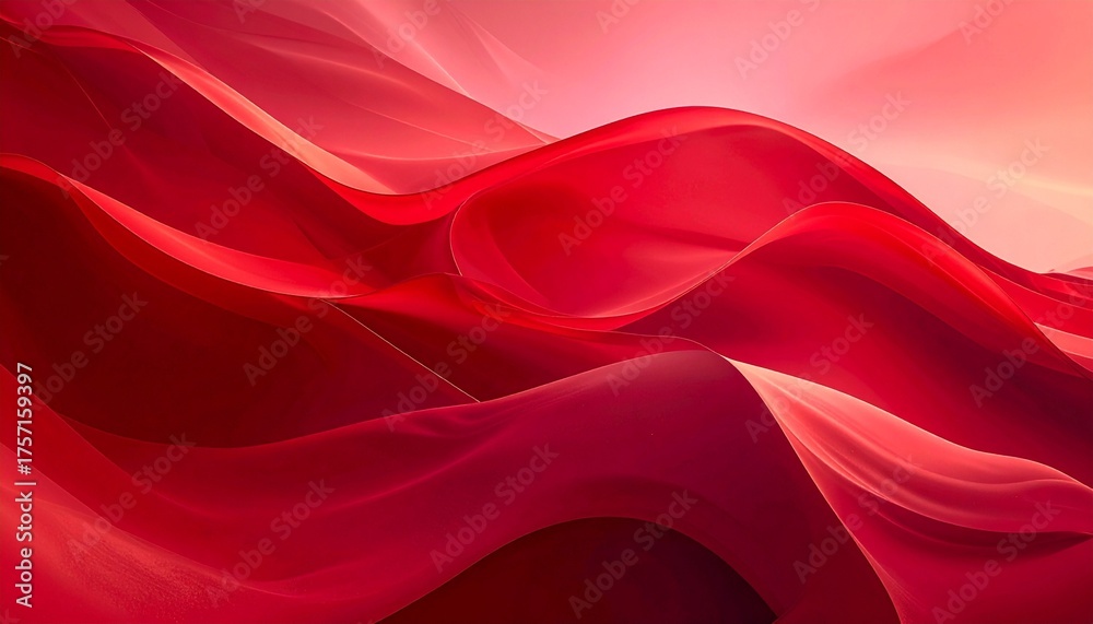 Obraz premium Abstract red gradient texture with layered silk-like waves and soft lighting, ideal for elegant design and atmospheric digital art.