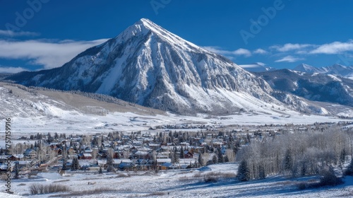 Crested Butte Winter. Ski Resort Town in the Rocky Mountains of Colorado with Snowy Winter Scenery