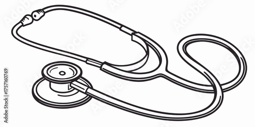 Illustration of a stethoscope with tubing and earpieces used for medical auscultation and diagnosis